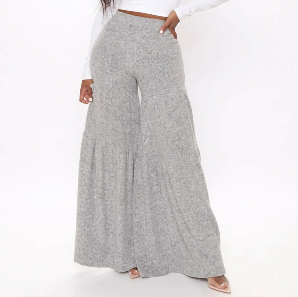 Fashion Nova Want To Cuddle Gray Wide Leg Pant